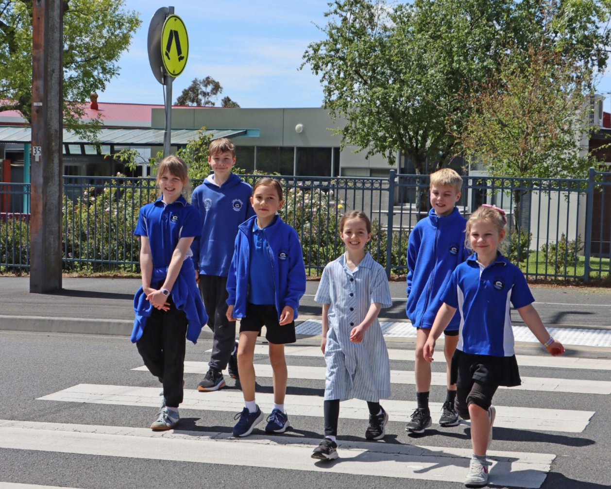 Children crossing the street