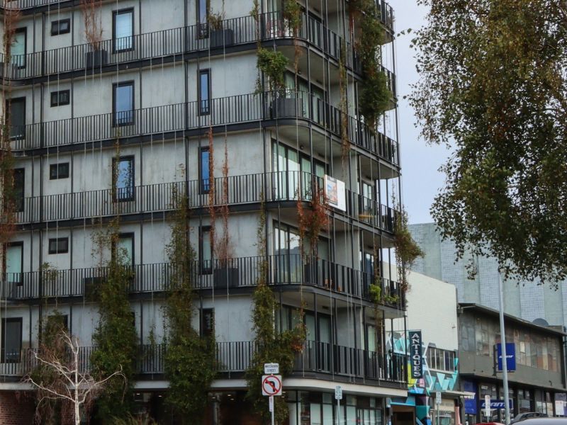 Photograph of a 7 storey mixed use apartment building called the Commons located in the City of Hobart.